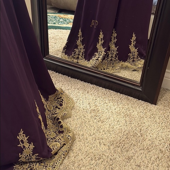 Regal Purple Gown with Gold Detailing - Picture 2 of 14